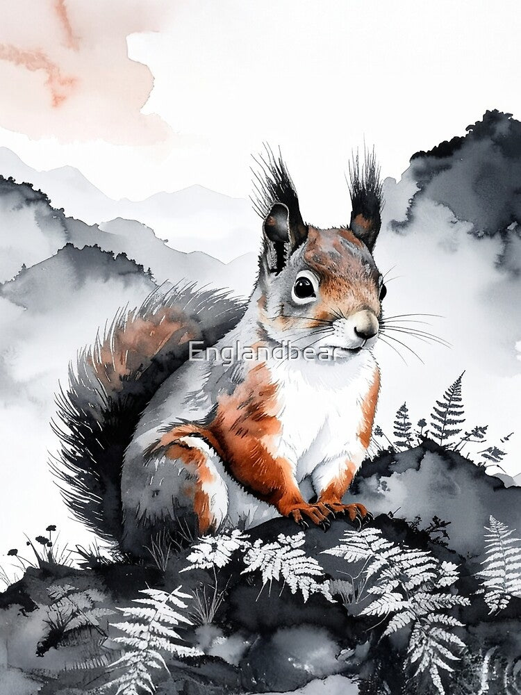 Red Squirrel Guardian Spirit: British Native Wildlife & Woodland Art by Englandbear