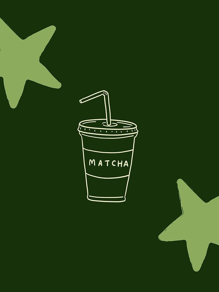 Cute Matcha Latte | Minimalist Matcha Aesthetic | Green Coffee Cup Line Art | Cozy Drink Illustration by NOUURRRR