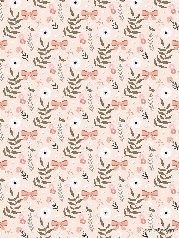 Coquette pattern, bows and flowers by BosskaDesign