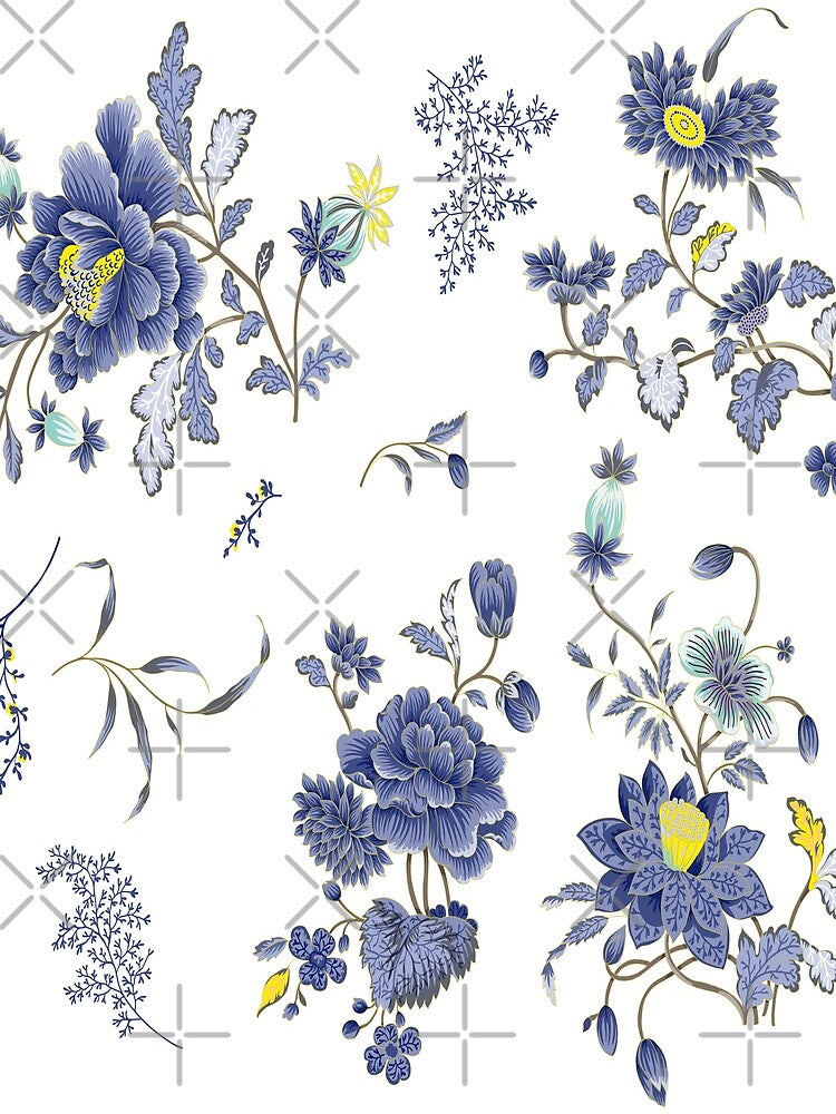 Dainty Cottagecore Floral Pattern - Blue / Purple by justkidding-co