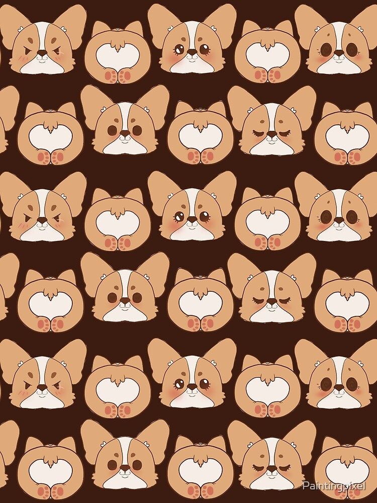 Corgi Butt head Pattern by Paintingpixel