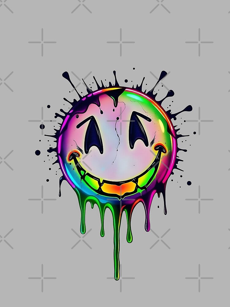 Psychedelic Neon Smiley – Acid Glow by Indoni