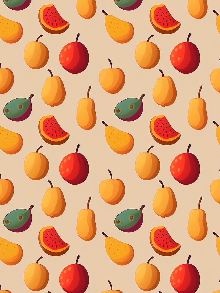Cute Fruits Seamless Pattern, Vector Art by MadSwellDesigns
