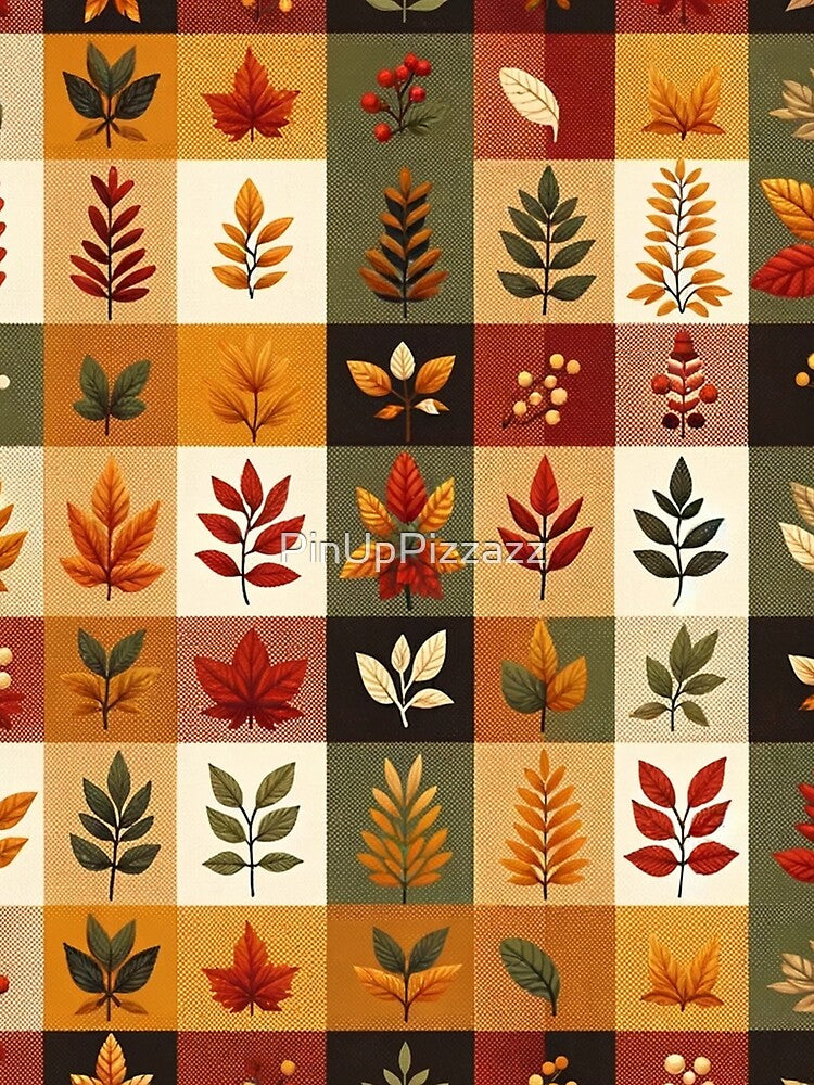 Autumn Colored Gingham Pattern Print by PinUpPizzazz