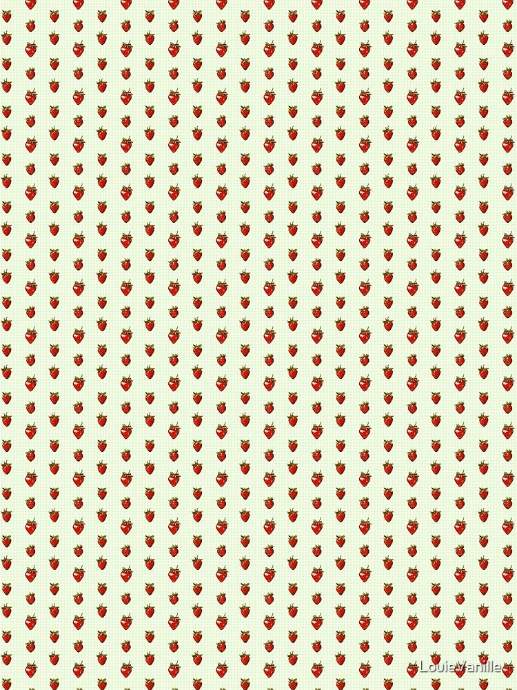 Green Plaid and Strawberries Pattern by LouieVanille