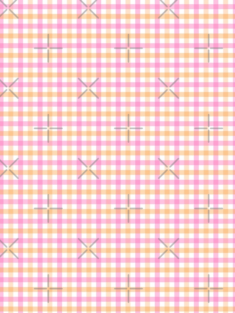 Gingham Pattern Pink and Peach by Pinkdeer Designs