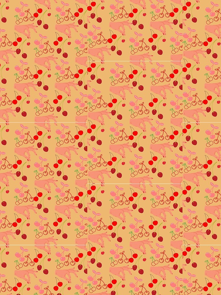 Retro brown red cherry picking fruit pattern gift design by Michael Schmidt