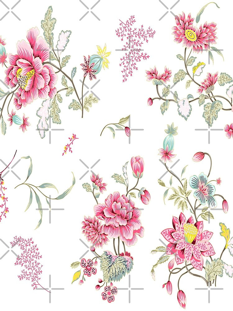 Dainty Cottagecore Floral Pattern - Pink / Red by justkidding-co