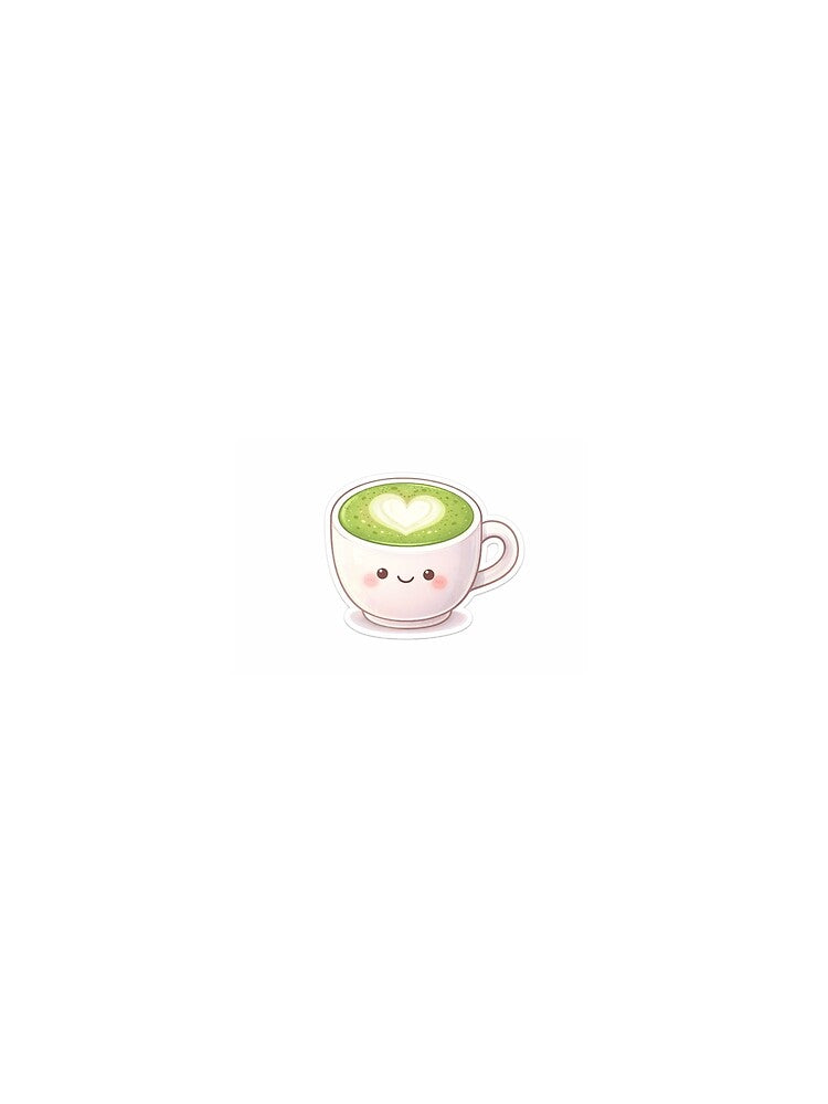 Cute Matcha Latte with Heart Foam | Kawaii Aesthetic Drink by BloomletCo