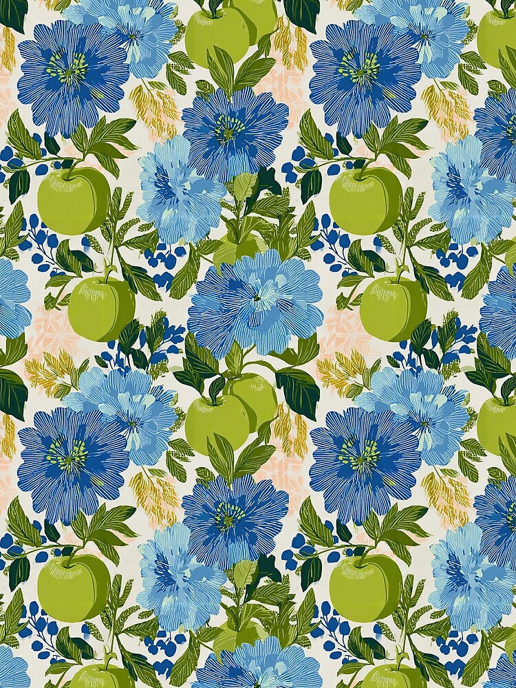Colorful Botanical Fruit and Floral Pattern 2 by Kybruno's Creations