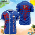 Ford Mustang Red Skull Blue Baseball Jersey: Bold & Stylish Mustang-themed Apparel - Aopprinter