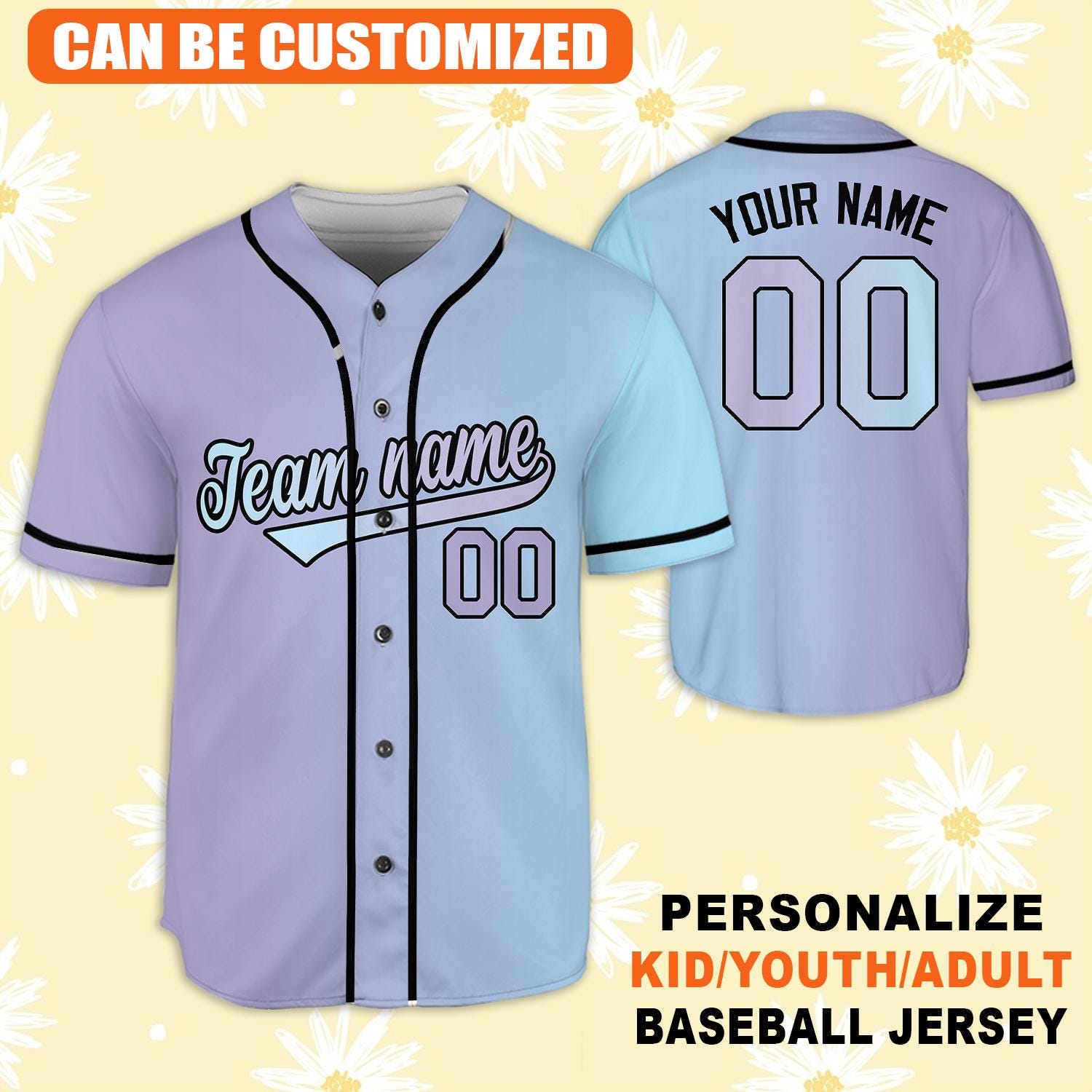 Custom Pastel Baseball Jersey, Personalized Name & Number Shirt, Matching Family Team Jersey, Youth Adult Kid Sports Uniform Gift