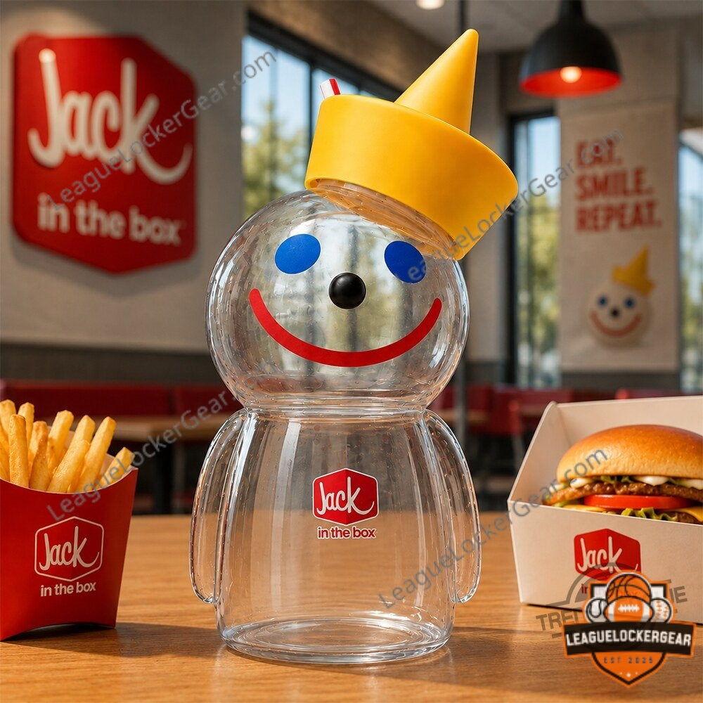 Jack in the Box Jack Mascot Shaped Glass Cup