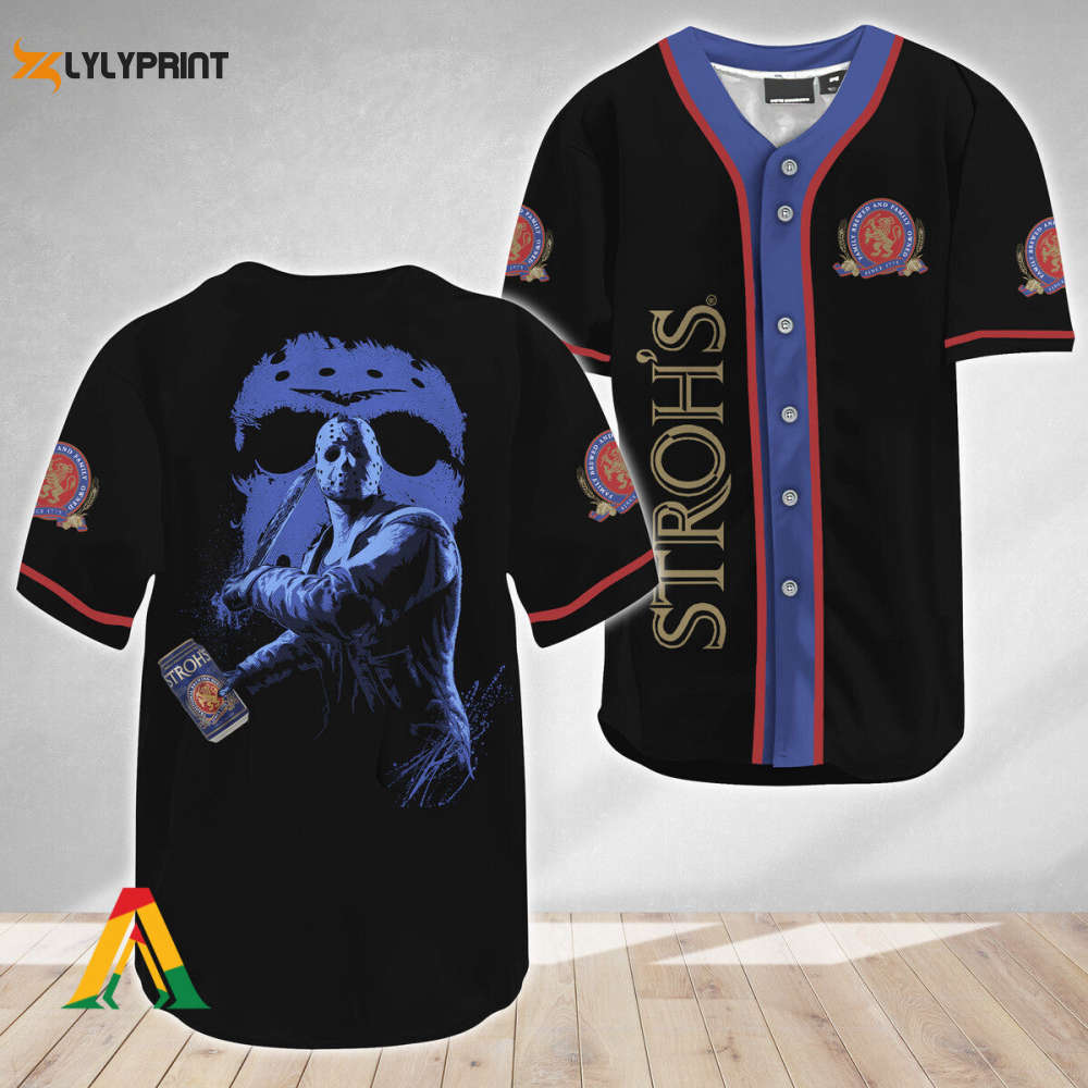 Jason Voorhees Friday The 13th Stroh's Beer Baseball Jersey - Gift for Men Women - lylyprint.com