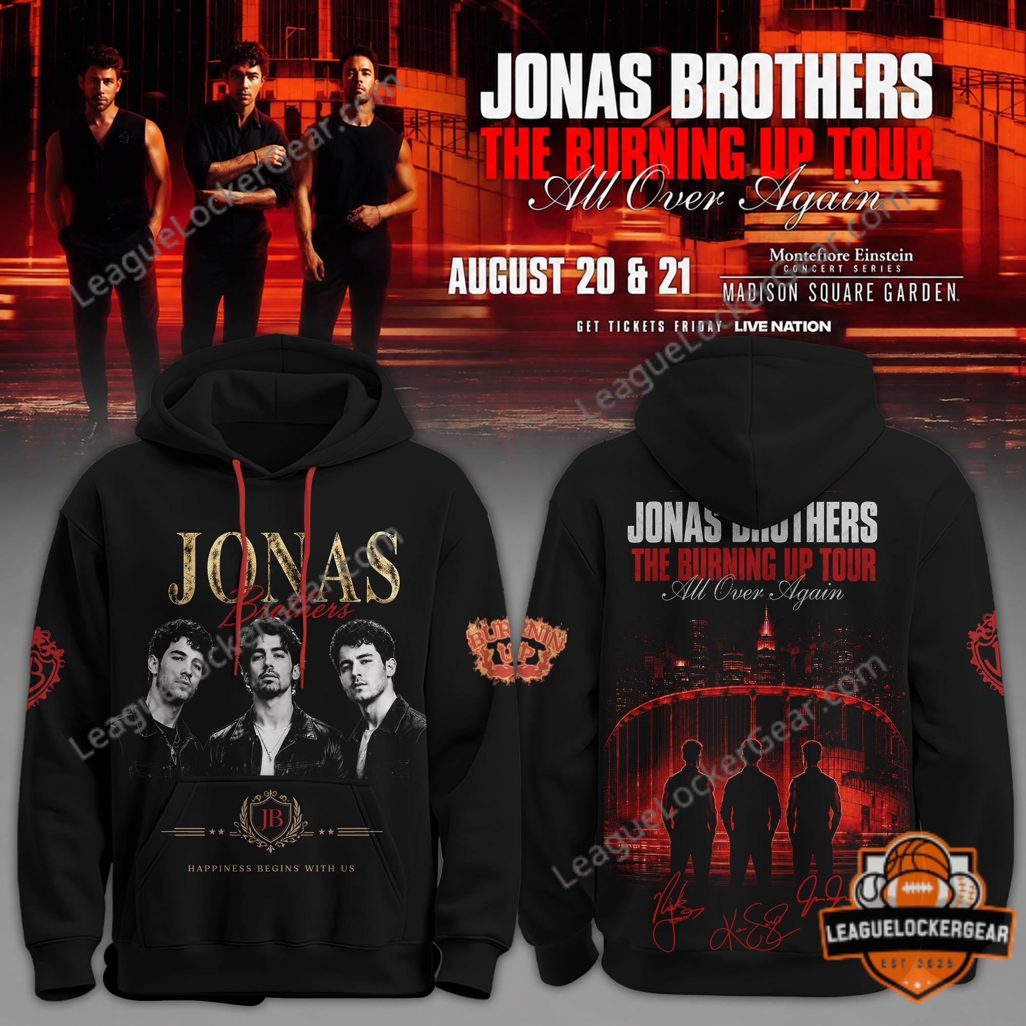 Jonas Brothers The Burning Up Tour All Over Again Hoodie