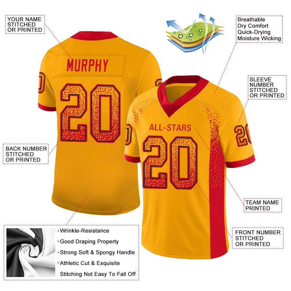 Custom Gold Scarlet-Black Drift Fashion Football Jersey