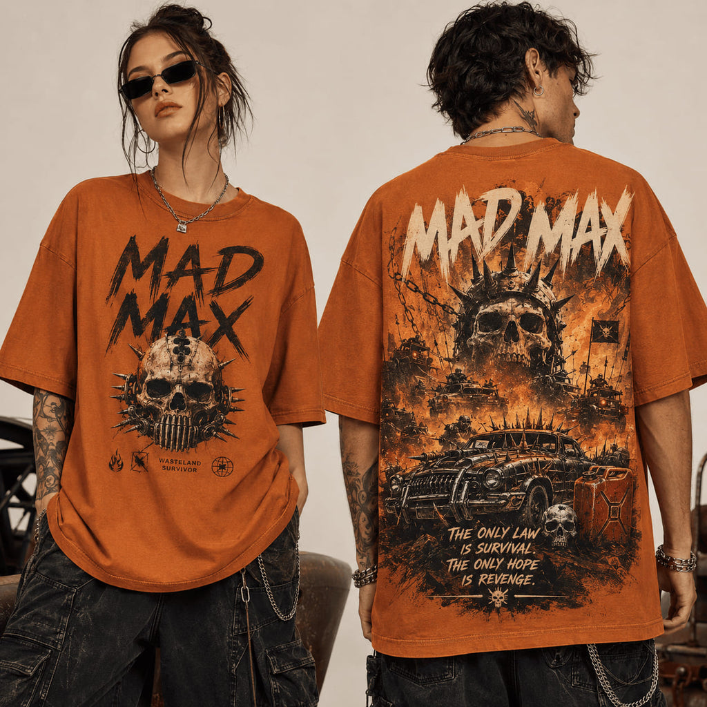 Mad Max Wasteland Survival & Revenge Post-Apocalyptic Skull T-Shirt