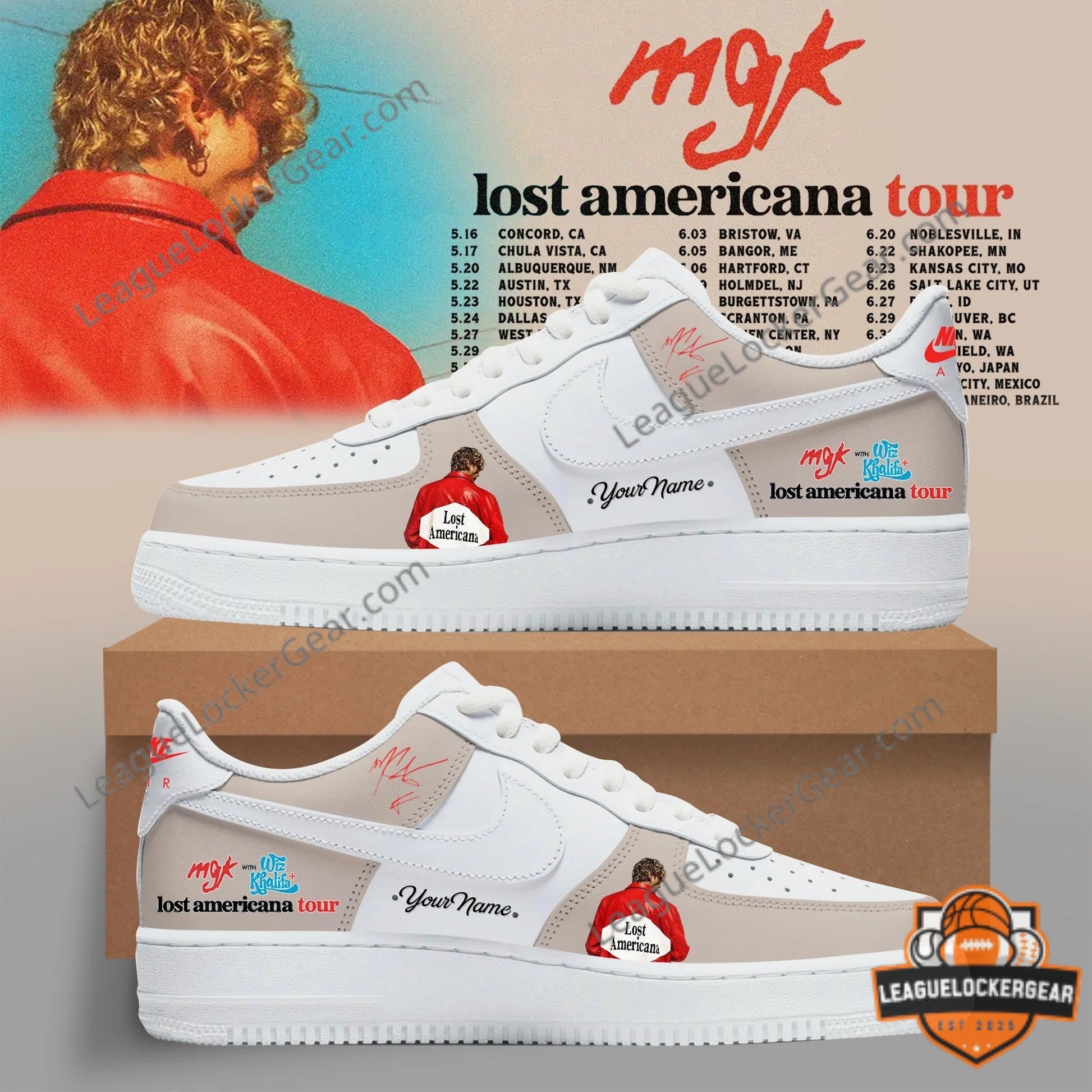 MGK with Wiz Khalifa Lost Americana Tour Custom Sneakers