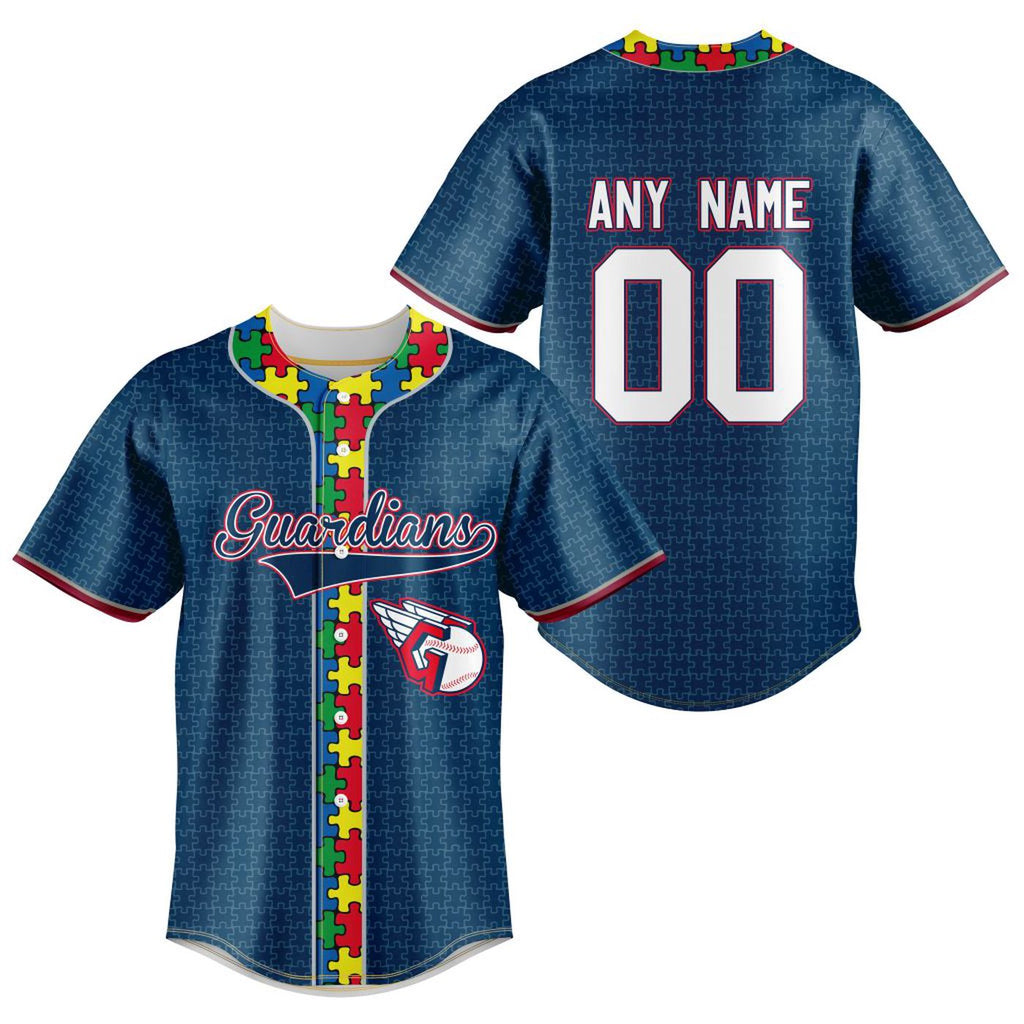MLB Cleveland Guardians Specialized Baseball Jersey Fearless Aganst Autism Gift for Men Women - Bafud