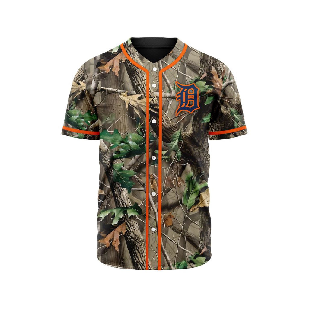 MLB Detroit Tigers Special Realtree Camo Hunting Baseball Jersey Gift for Men Women - Bafud
