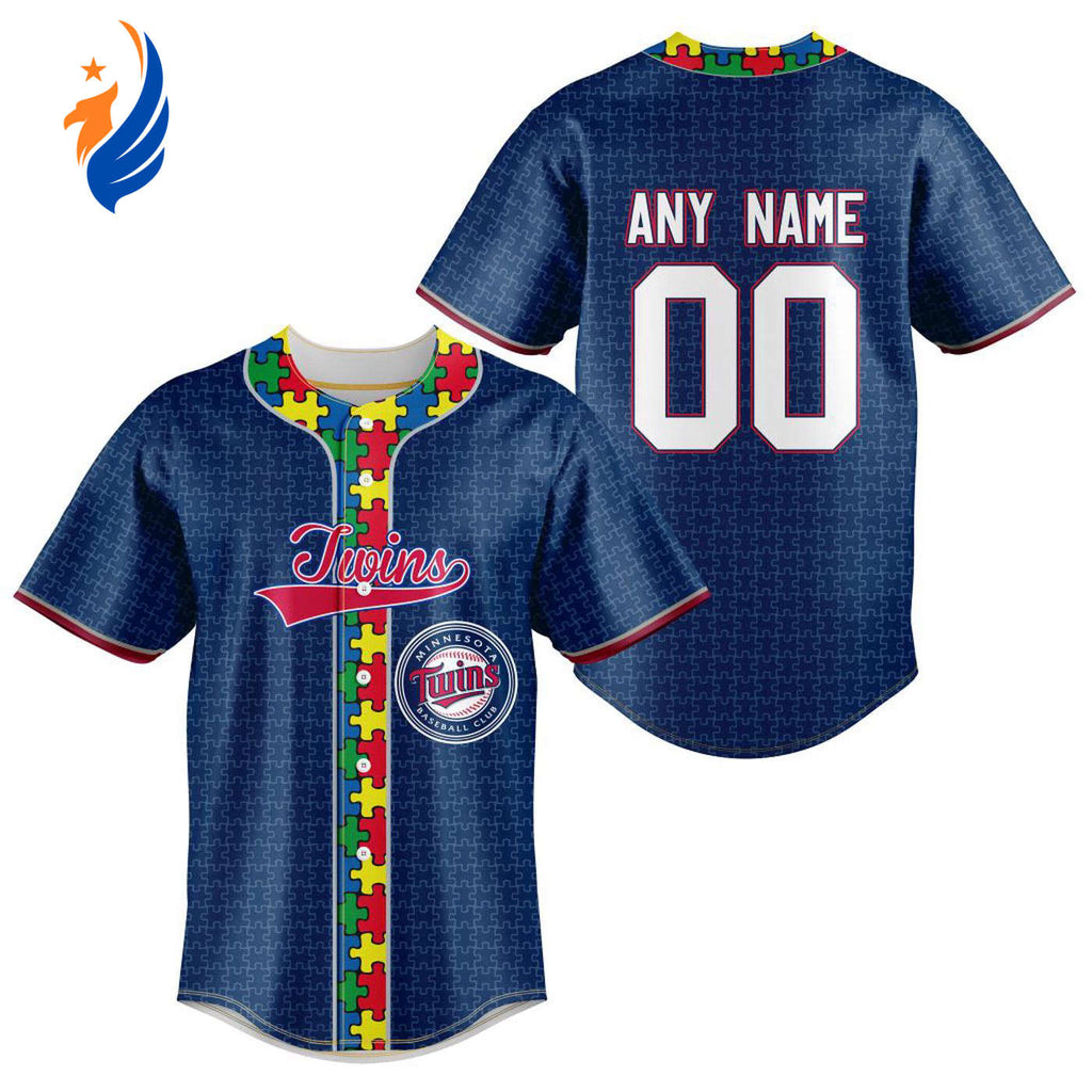 MLB Minnesota Twins Specialized Baseball Jersey Fearless Aganst Autism Gift for Men Women - Bafud