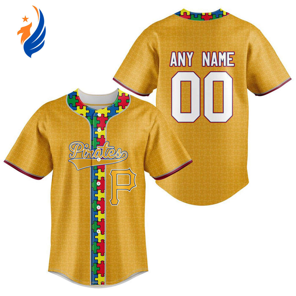 MLB Pittsburgh Pirates Specialized Baseball Jersey Fearless Aganst Autism Gift for Men Women - Bafud