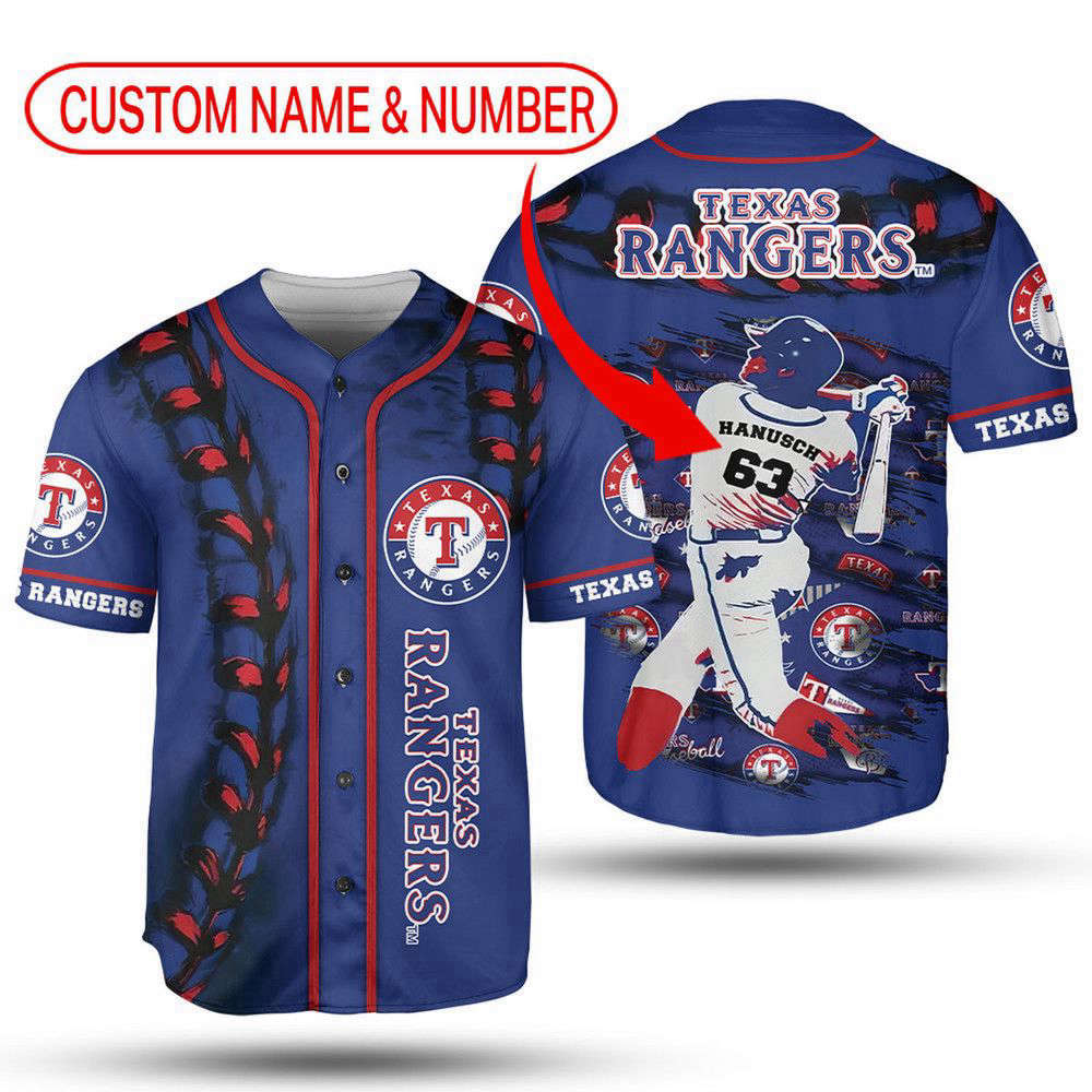 MLB Texas Rangers Custom Name Number Baseball Jersey V2 Unisex Shirt, Gift For Men And Women - Aopprinter
