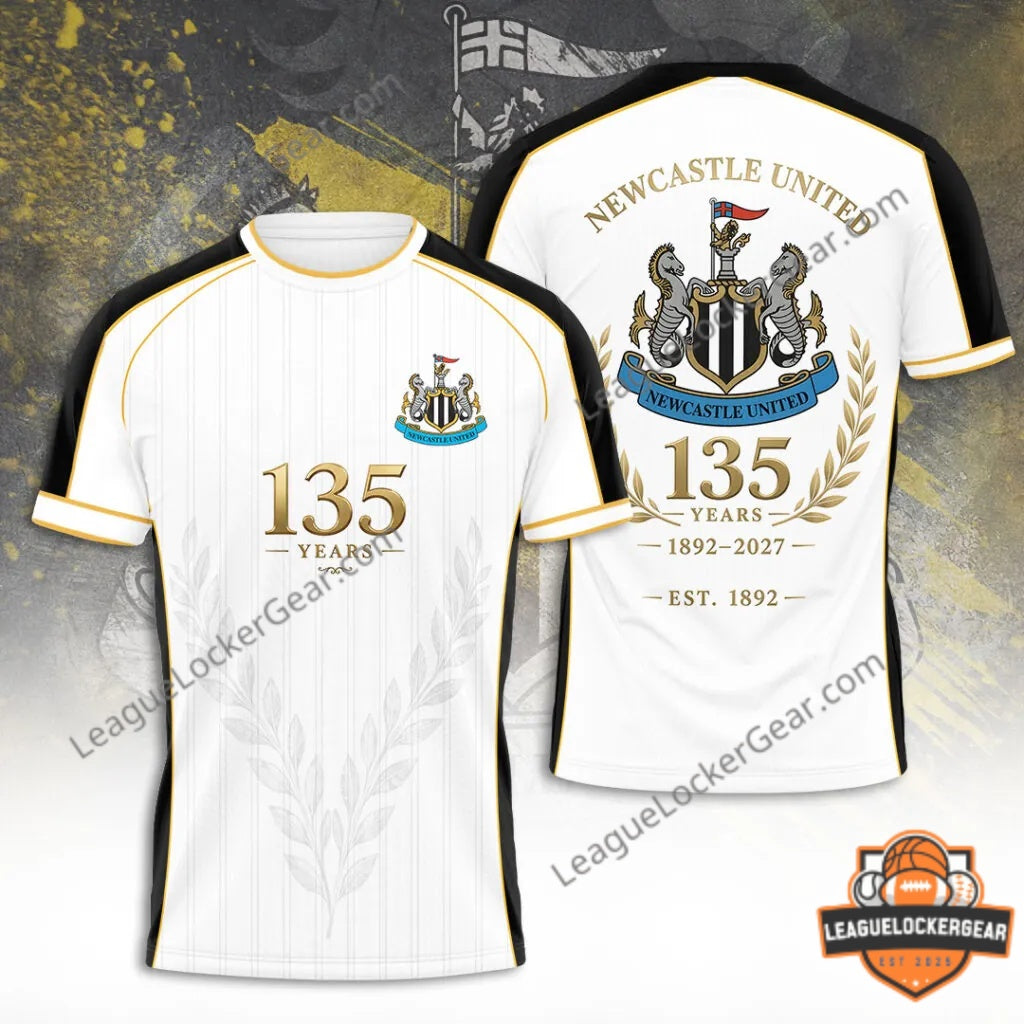 Newcastle United 135th Anniversary 3D White T-Shirt