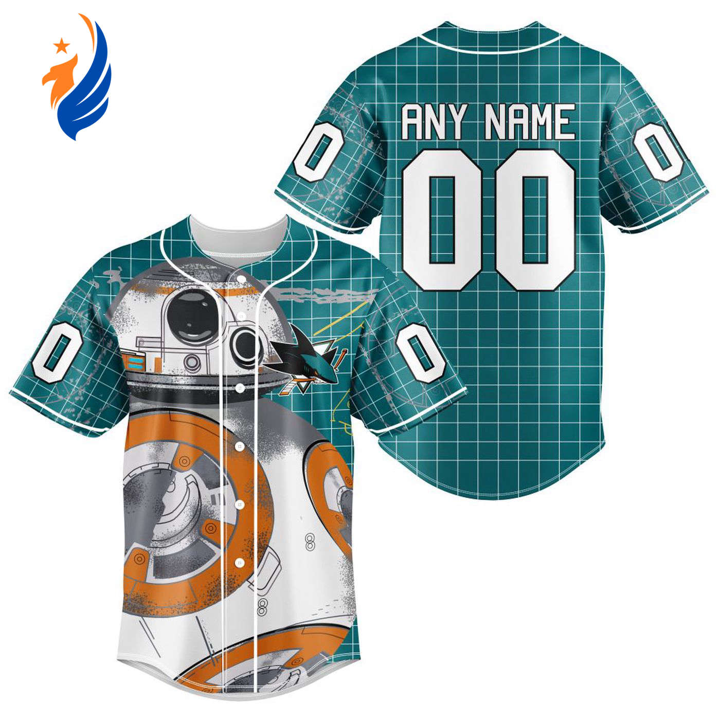 NHL San Jose Sharks | Specialized Baseball Jersey X BB-8 D Star War - Bafud