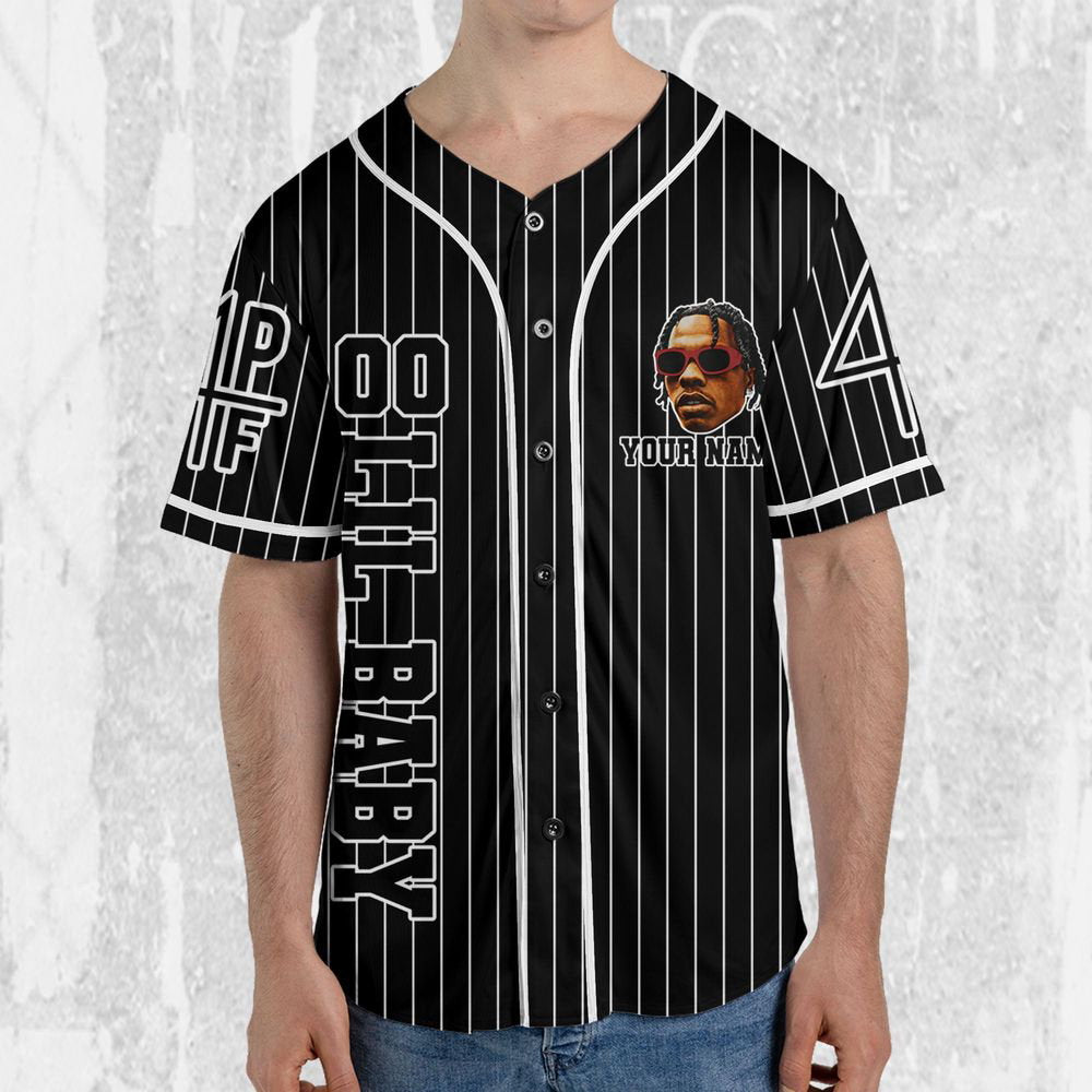 Personalize Lil Baby Black Color Jersey, Lil Baby Baseball Jersey, Lil Baby Rap Jersey - lylyprint.com