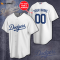 Personalize Los Angeles Dodgers Baseball Team All Over Print 3D Baseball Jersey-White - lylyprint.com
