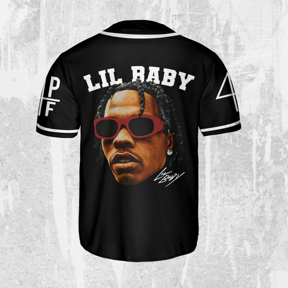 Personalize Retro Lil Baby Black Jersey, Lil Baby Baseball Jersey, Lil Baby Rap Jersey Shirt, 4PF Shirt, Music Baseball Jersey - Aopprinter