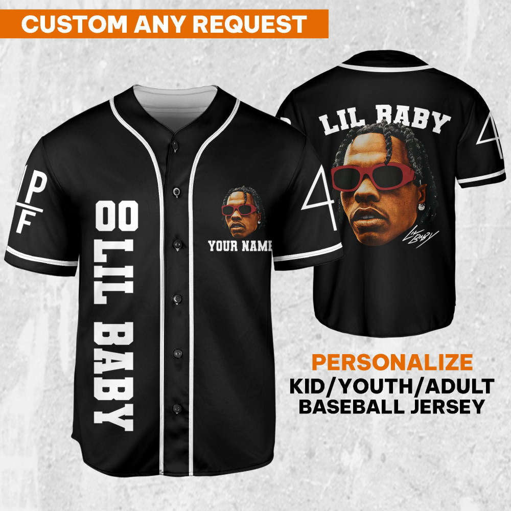 Personalize Retro Lil Baby Black Jersey, Lil Baby Baseball Jersey, Lil Baby Rap Jersey Shirt, 4PF Shirt, Music Baseball Jersey - Aopprinter