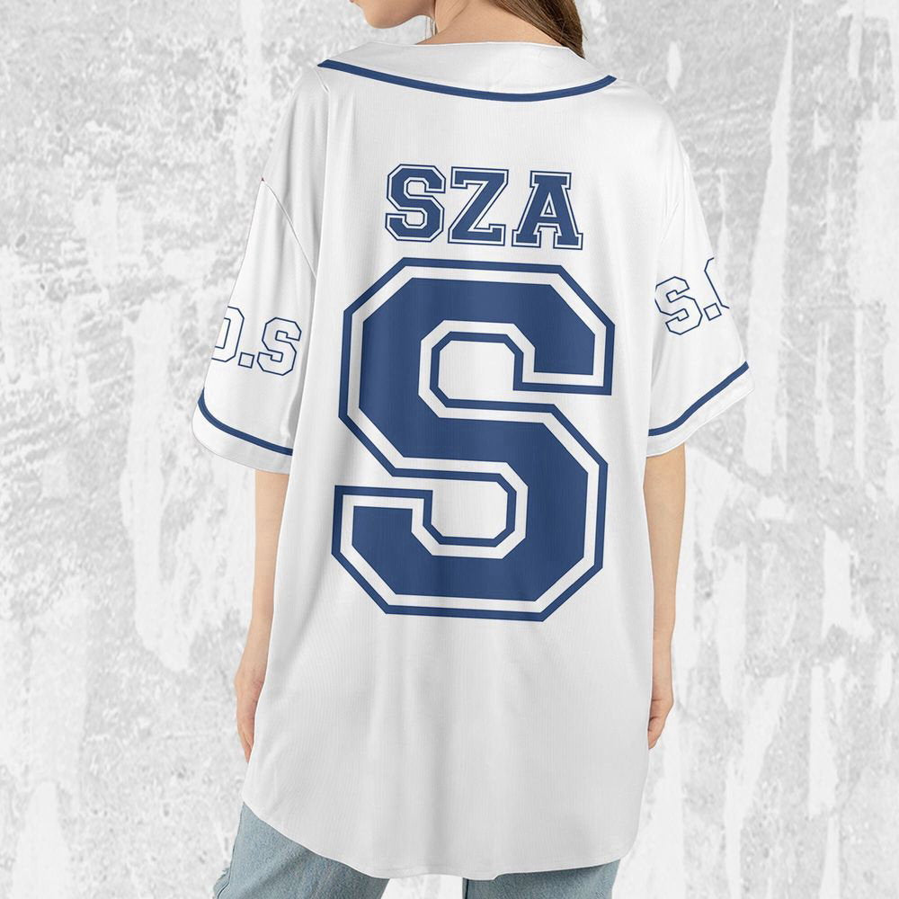 Personalize SZA Awesome Blue And White Color Jersey, Sza Baseball Jersey - lylyprint.com