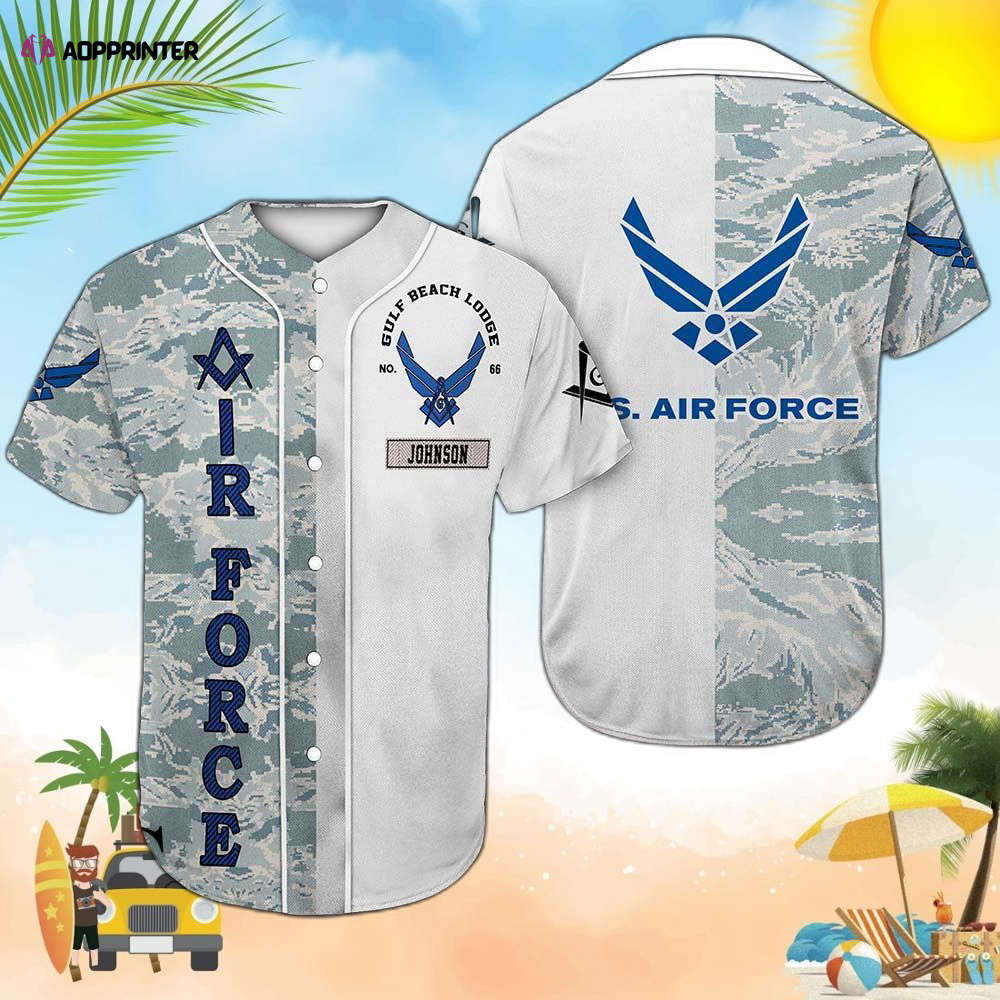 Personalized Air Force Camo Freemasonry Baseball Jersey - Aopprinter