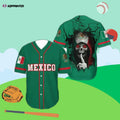 Personalized Aztec Mexican Skull Green Baseball Jersey - Aopprinter