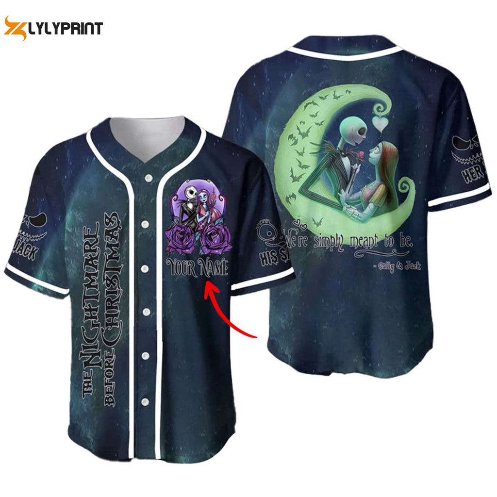 Personalized Jack & Sally We’re Simply Meant To Be Baseball Jersey - Gift for Men Women - Gift for Men Women - lylyprint.com