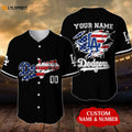 Personalized Los Angeles Dodgers USA Flag All Over Print Unisex Baseball Jersey - lylyprint.com