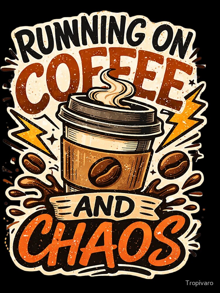 Running On Coffee And Chaos Funny Coffee Quote by Tropivaro