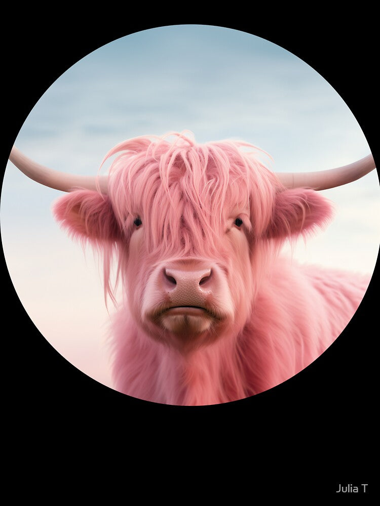 Highland Cow in Pastel Pink by Julia T