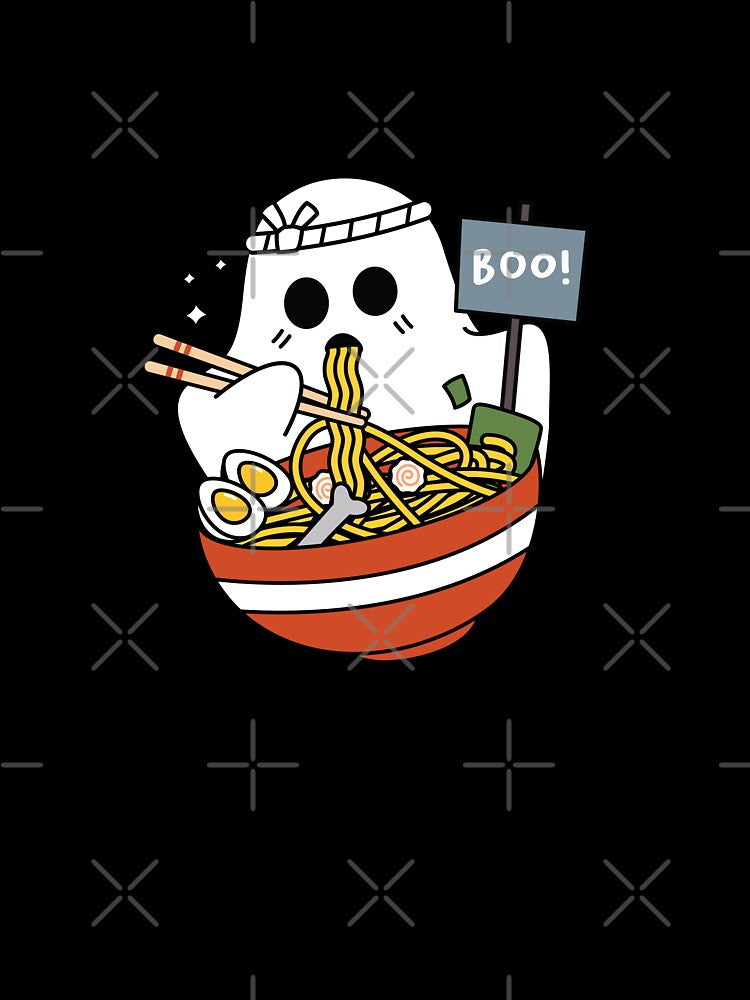 Cute Ghost Eating Ramen Bowl – Kawaii Halloween Design by station-one