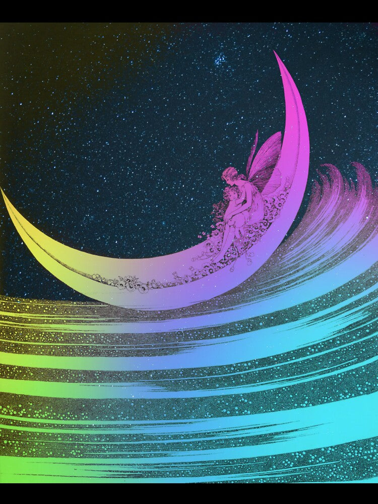 Vintage Art : Fairies On The Moon Rainbow Star edition by Shloo