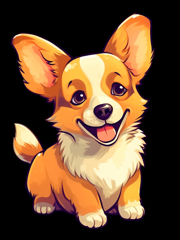 Corgi Puppy Cute Cartoon Portrait Illustration Pembroke Welsh Corgi by Calypso Pixels
