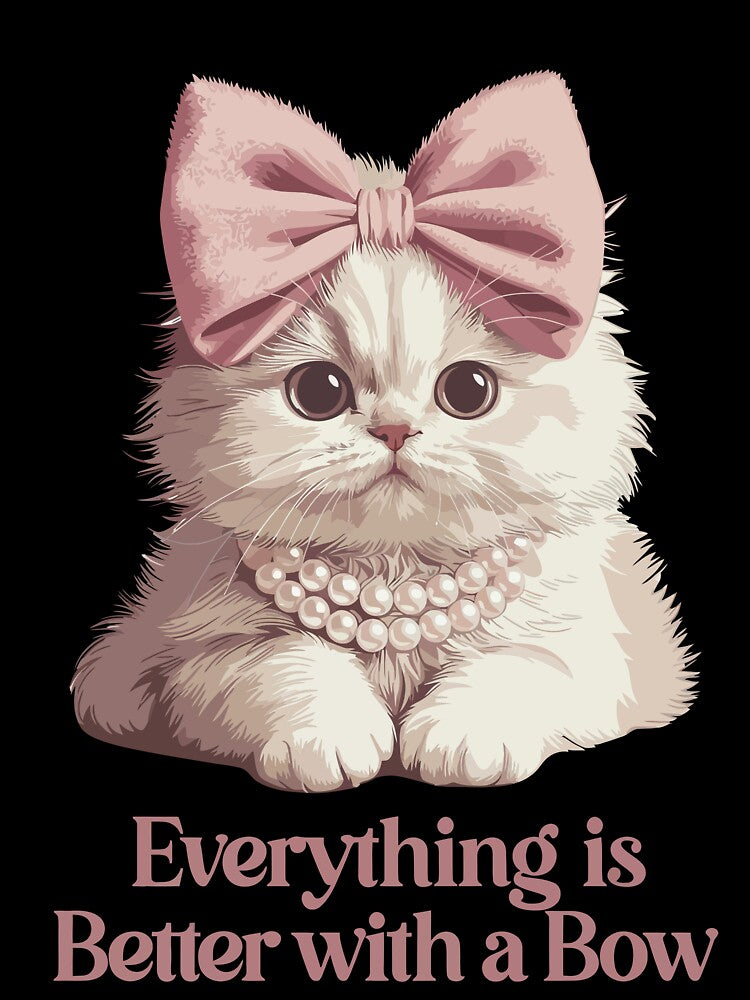 Coquette Cat with Bows - Soft Girl Aestheticc by shirt0pedia