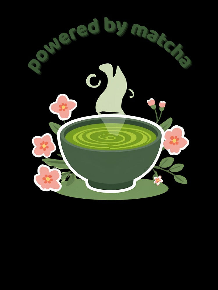 Cute Matcha Cup Graphic – ‘Powered by Matcha’ Illustration by Joy & Art