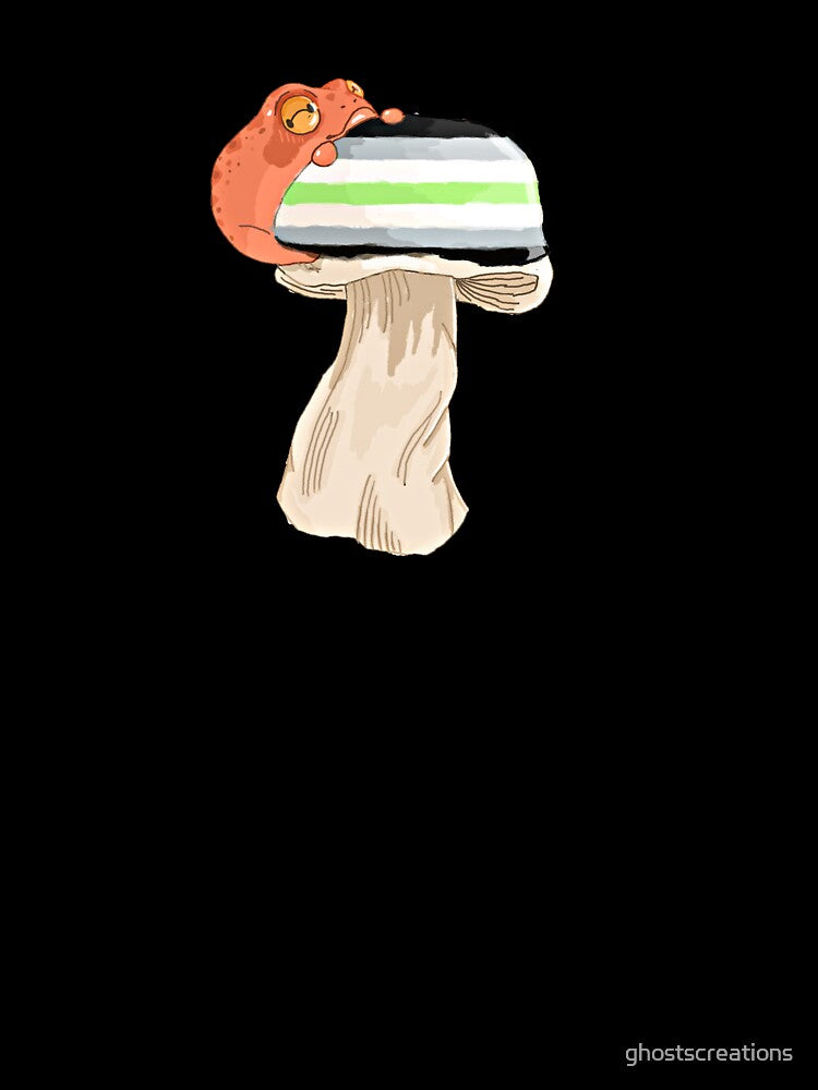 Agender Pride Frog on a Mushroom by ghostscreations