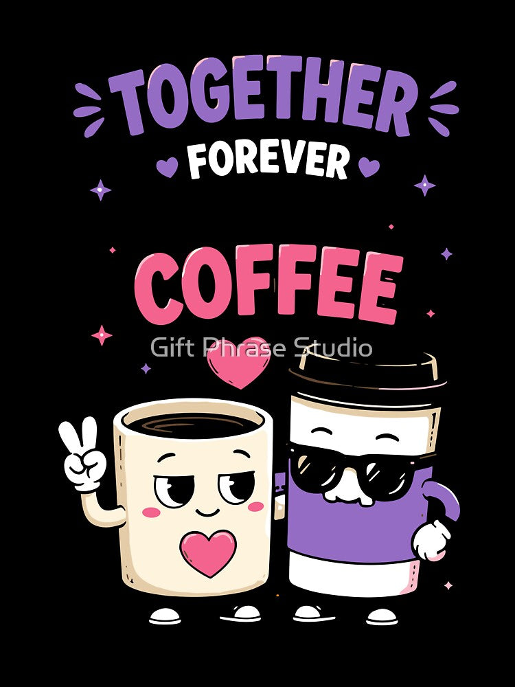 Together Forever Me And Coffee Funny Quote by Gift Phrase Studio