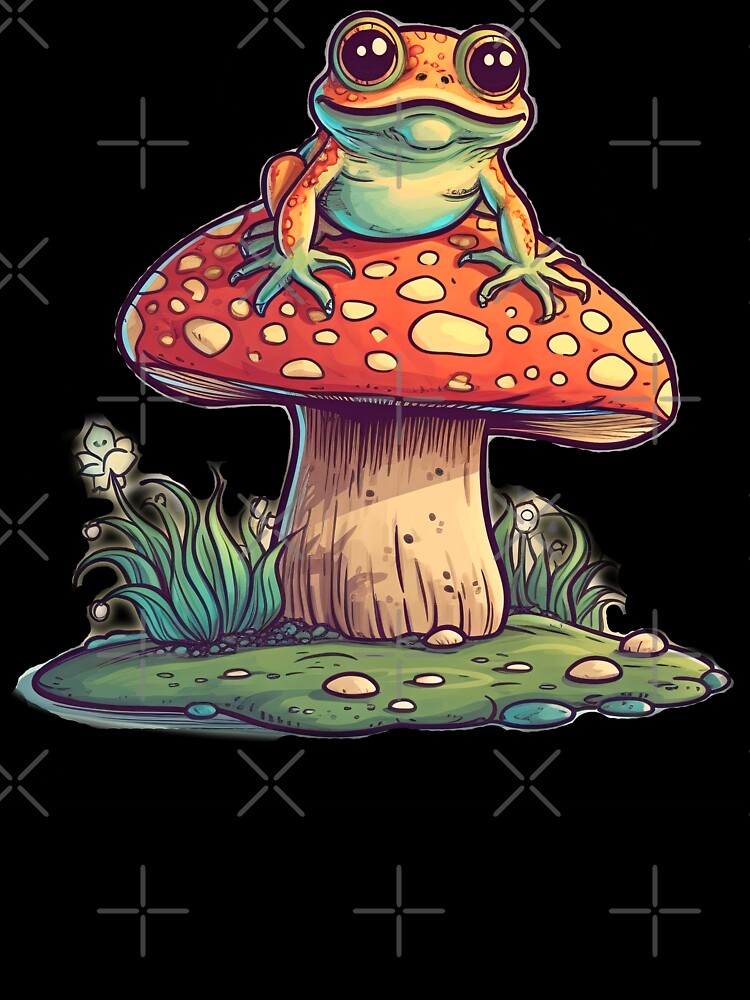 Joyful Vintage Frog on a Mushroom by RandomForestBot