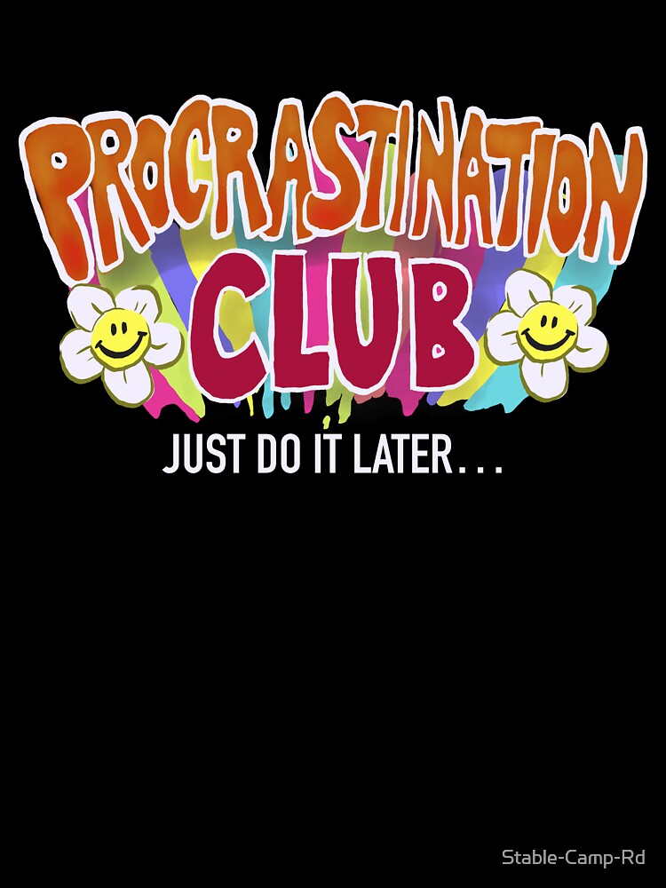 Funny Retro Procrastination Club Rainbow by Stable-Camp-Rd