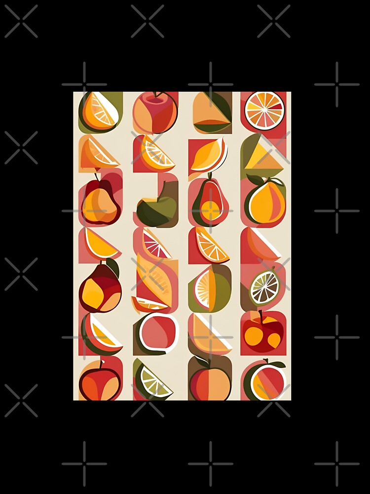Retro Geometric Fruit Pattern in Warm Sunset Tones by Monascreativeempire
